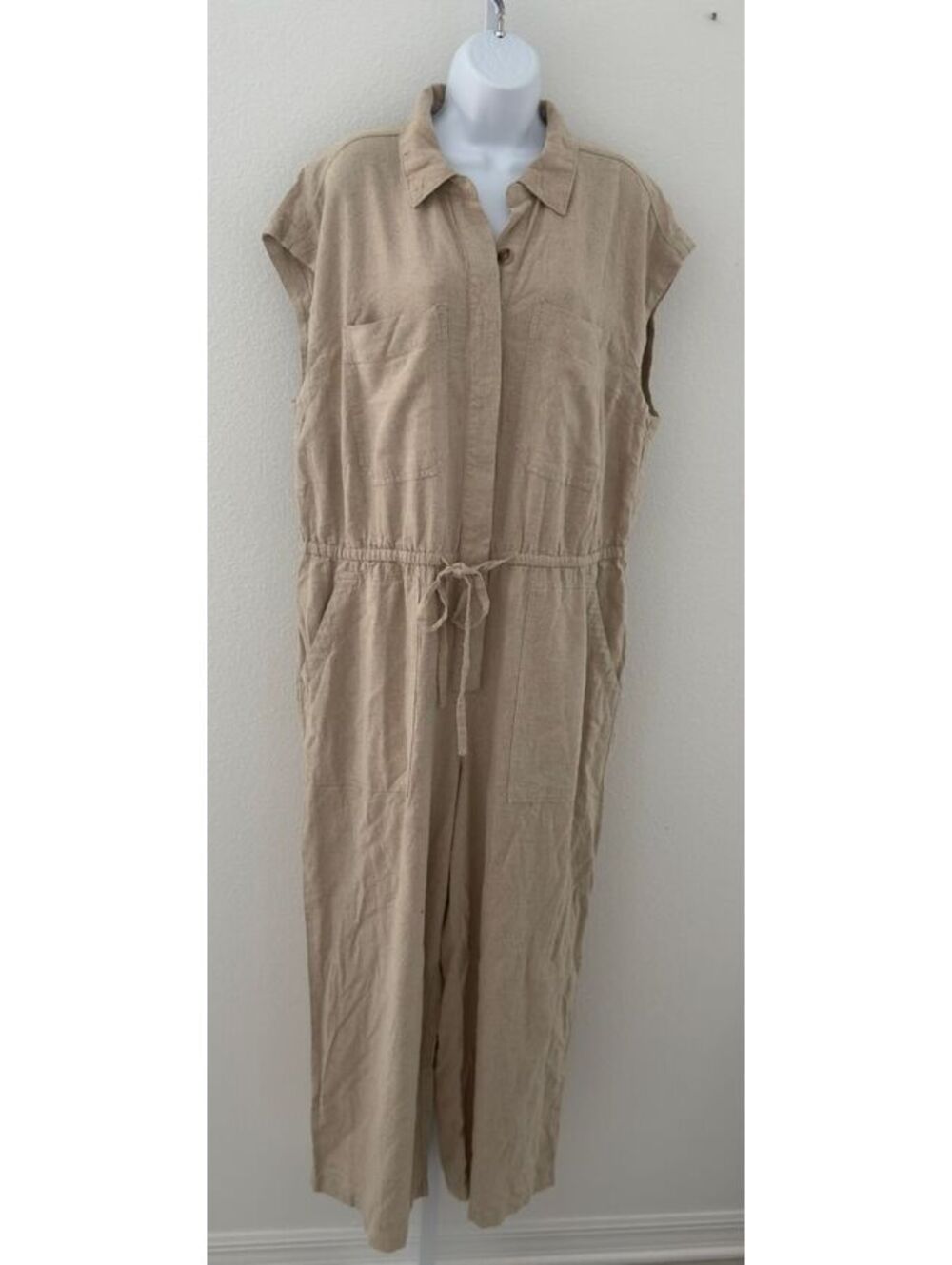 Universal Thread Tan Linen Jumpsuit Women Size 17